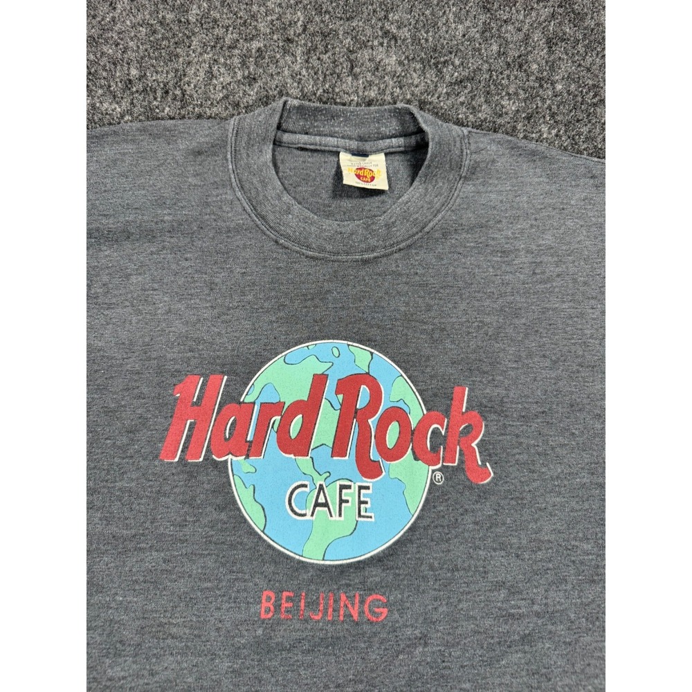 VTG Hard Rock Cafe Beijing T Shirt Mens Gray China Globe 90s - Picture 3 of 8